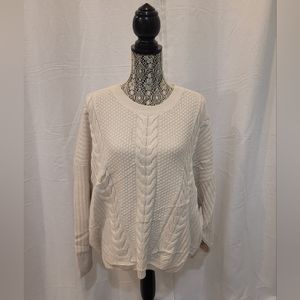 New Tommy Hilfiger Wtags Oversize Cream Cable Knit Detailed Sweater XL